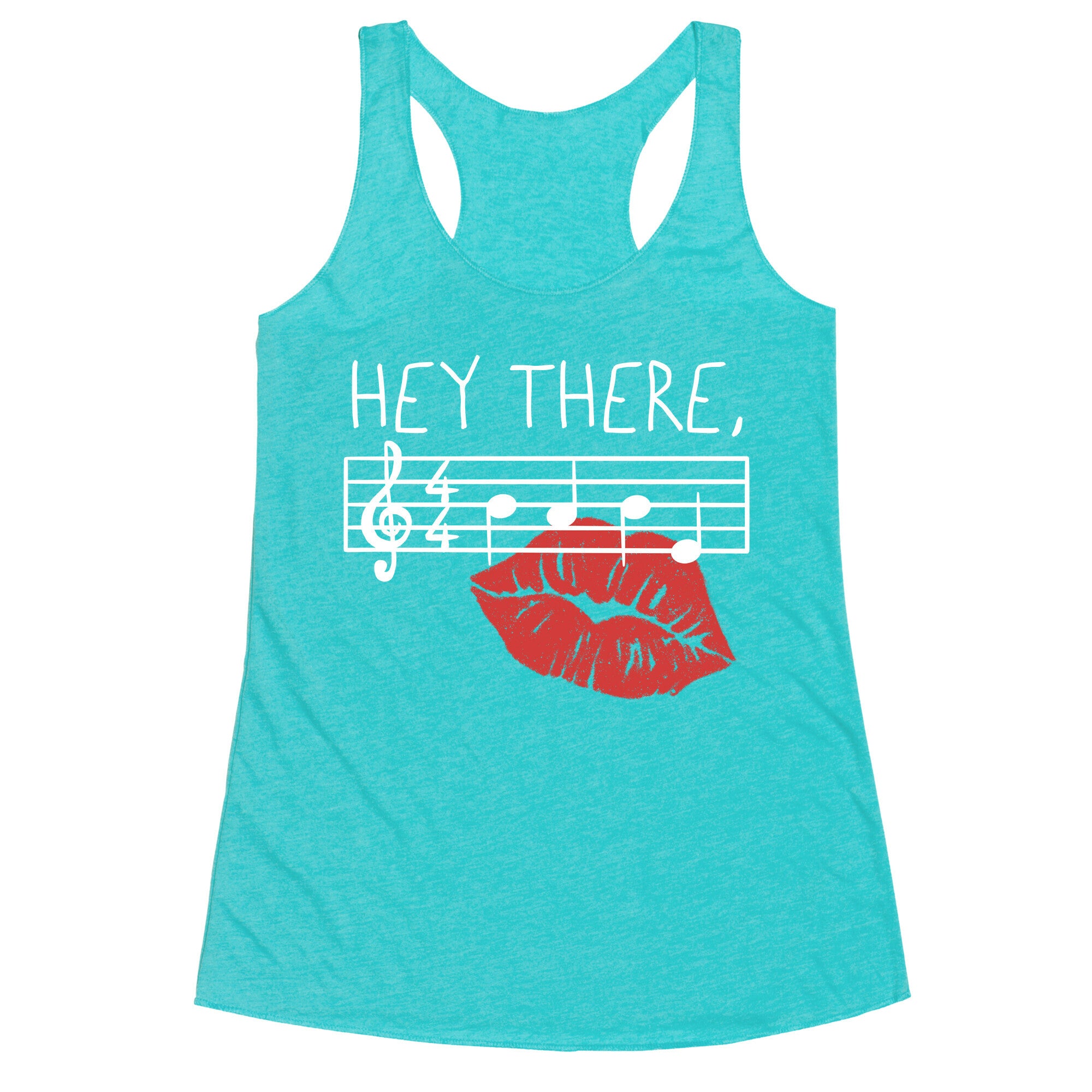 Hey There Babe Music Pun Racerback Tank